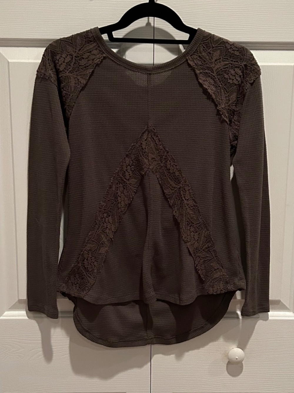 Green Sweater with Lace Detail